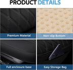 wuyaoyao Leather Car Seat Bottom Covers, Anti-Slip Front Seat Covers for Car, Auto Seat Cover Cushion Pad, Full Wrap Bottom Auto Seat Protector with Pocket Suitable for Most Vehicles (Black)