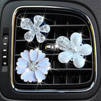 Bling Daisy 3-Pcs Crystal Flower Air Vent Clips - Rhinestone Cute Car Air Freshener Clips & Decor