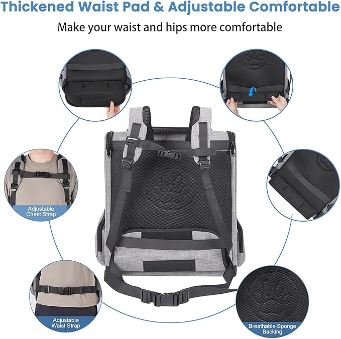 Extra Large Pet Carrier Backpack Cats Under 30 Lbs, for Dogs Puppies Rabbits Other Animals Under 25 Lbs, Ventilated Design, Great for Travel/Hiking/Outdoor Use