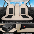 FLORICH Car Seat Covers Full Set, Universal Seat Cover 5 Seats, Automotive Seat Covers with Mesh Leather, Waterproof Car Seat Protector, Breathable Car Seat Cushion for Most Car SUV Truck, Beige