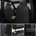 CAR PASS 3D Foam PU Leather Car Seat Covers, Universal Seat Covers Front 2 for Trucks SUV Sedan Automotive Seat Covers Armrest Airbag Compatible Waterproof Comfortable Faux Nappa Leather Black Blue