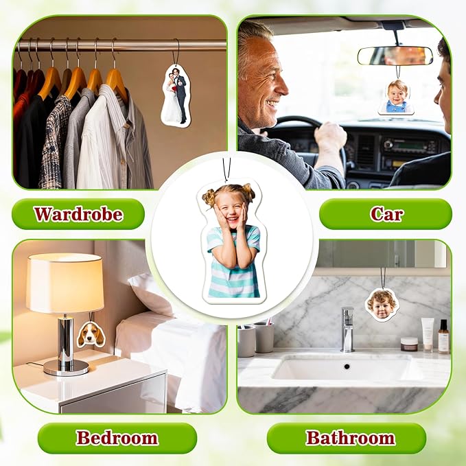 Custom Car Air Freshener with Picture, Personalized Double Sided Photo air Freshener, Hanging Ornament for Car Interior Decor Wardrobe Bathroom (Irregular Shapes)