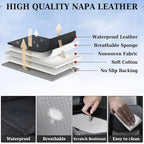 Coverado Seat Covers, Car Seat Covers Front Seats, Waterproof Nappa Leather Auto Seat Cover with Lumbar Head Pillow, Black Gray Seat Covers Carseat Cover Universal Fit for Most Cars