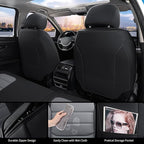 Car Seat Covers Front Seats, 2Pcs Universal Faux Leather Front Seat Covers for Cars, Waterproof Automotive Seat Covers Breathable Seat Cover for Most Sedans, Trucks, SUV (Black Gray)