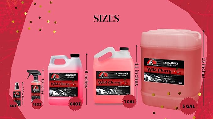 3E Car Air Freshener Concentrate – 64 oz – Professional Automotive Fragrance – Multiple Scents (Cherry)