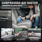 Car Vacuum Portable Cordless 22000PA High Power with Brushless Motor 4-in-1 Compressed Air Duster & Air Blower & Pump Hand Held Vacuum for Car, Home, Office, Ideal Gifts for Men & Women