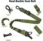 Pawaboo Dog Seat Belt Harness for Car, Dog Car Harness Seatbelt with Double Clips, Adjustable Breathable Pet Vest & Dogs Safety Tether with Elastic Bungee for Small Medium Large Pet, XL, Green + Black