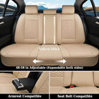 Coverado Car Seat Covers Full Set, Waterproof Nappa Leather Seat Covers for Cars, Universal 5 Seats Car Seat Covers, Front and Back Car Seat Protector, Auto Seat Covers Fit for Most Cars, Beige