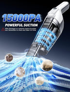 Handheld Vacuum Cordless, 15000PA Powerful Suction Hand Held Vacuum Cleaner, Car Vacuum Portable Cordless with Large-Capacity Dust Bin & LED Light, High Power Dust Busters for Home, Car, Office, Pet