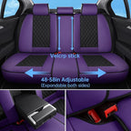 Car Seat Covers Full Set Purple Black, Luxury Faux Leather Waterproof Non-Slip Seat Protector Universal Fit for Most Cars SUVs Trucks Pick-ups,Car Interior Accessories for Front Seats and Back