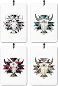 Boho Western Cow Aztec Car Air Freshener 4 Pcs, Vintage Colorful Southwestern Bull Skull Air Freshener Hanging for Cars Books Closet Drawer, Western Car Accessories for Women Men