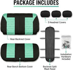 FH Group Automotive Car Seat Covers Rear Set Premium 3D Air Mesh Seat Covers, Airbag Compatible and Split Bench Cover Universal Fit Interior Accessories for Cars Trucks and SUVs - Mint