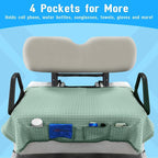 Golf Cart Cooling Ice Silk Seat Cover Blanket for EZGO TXT RXV/Club Car DS Precedent Front 2-Person Seats, 4 Pockets, Keeps Cool and Clean - Green