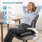 FLORICH 2 in1 Truck Seat Cushion and Lumbar Support Pillow Memory Foam Car Seat Cushion with Adjustable Strap for Truck Driver Long Drives, Fits Semi Truck Seat,Car,Office&Gaming Chair(Black)