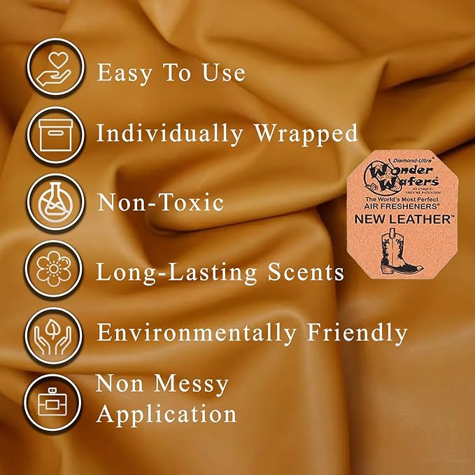 Bundle Contents - 40 pack of Wonder Wafer Car Air Freshener: 20 Clean Car, 20 New Leather, 2 scents