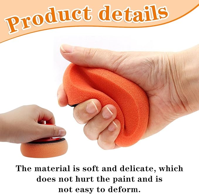 6 Pcs Car Sponge Polishing Pads Professional Wax Applicator Pads with Handle for Car Polishing