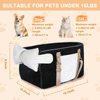 Dog Car Seat for Small Dogs, Portable Center Console Dog Car Seat, Pet Booster Seats with Safety Belt and Soft Cushion, Pet CarSeat for Dogs and Cats Under 15 lbs,Black