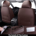 Coverado Universal Seat Covers Front, Universal Seat Covers for Cars, 2-Pack Waterproof Nappa Leather Car Seat Covers with Head Pillow, Auto Protectors Fit for Most Sedans SUV Pick-up Truck-Brown