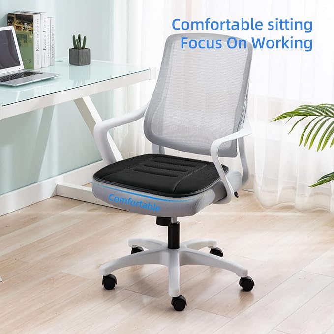 KAYI Car Seat Cushion, Memory Foam Car Seat Cushion, Anti Slip Rubber Bottom Car Seat Cushions for Driving, Suitable for Car and Office Chairs (2 Pack, Black)