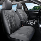 Coverado Car Seat Covers, Front Seat Cover, 2 Pack Waterproof Nappa Leather Seat Covers for Cars, Car Seat Protectors, Driver Seat Cover, Automotive Seat Covers Universal Fit for Most Cars, Gray