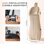 Coverado Upgraded Lumbar Support Headrest Pillow One Piece, Ergonomic Memory Foam Car Neck Pillow & Back Support with Adjustable Straps, Soft Leather Cushion for Back Neck Sciatica Pain Relief, Beige