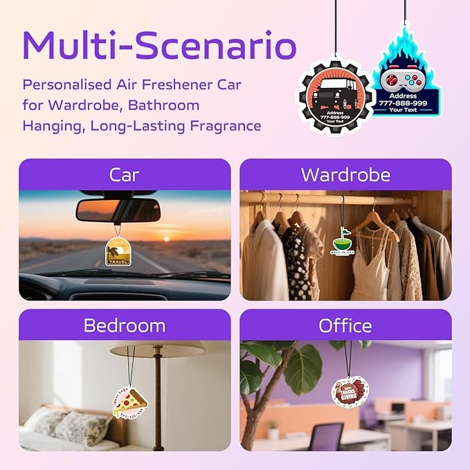 HINFKA 10-1000 Pcs Custom Air Fresheners with Picture – Personalized Double-Sided Photo or Logo Bulk Air Freshener, Customized Gifts for Corporate and Business Branding