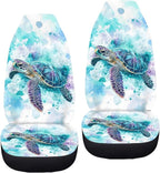 ELEQIN Blue Turtle Car Seat Covers Two Front Only for Car, Automotive Interior Covers, Airbag Compatible, Quick Setup Universal Fit Seat Covers for Car, Truck, SUV