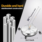 16" Pressure Washer Surface Cleaner with 4 Wheels - Stainless Steel Surface Cleaner for Pressure Washer Attachment for Concrete, Patio, Sidewalk, Deck, Driveways and Daily Washing - PWS 16