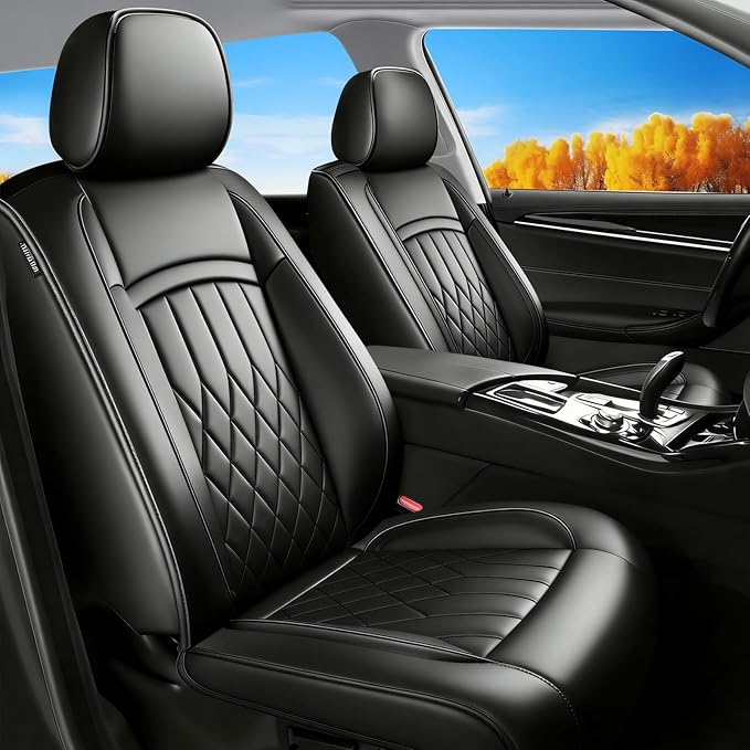Fit for Venue Seat Covers Compatible with Hyundai Venue 2020-2026 - Waterproof Breathable Leather Automotive Seat Cushions Protector,Airbag Compatible,Full Set 5 Seats(Black)
