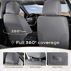 Coverado Car Seat Covers Front Seats, Seat Covers for Cars, Car Seat Protector, 2-Pack Car Seat Cushion Nappa Leather, Waterproof Seat Covers Carseat Cover Universal Fit for Most Cars(Gray&White)