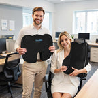 CloudBliss Ergonomic Lumbar Support Pillow Seat Cuhsion - Memory Foam for Lower Back Pain Relief, Adjustable Straps & Mesh Cover for Office, Gaming, Car Seat (Black)