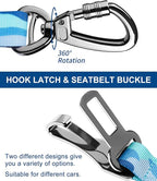 Hotsky Dog Seat Belt, Adjustable Safety Seatbelt 3-in-1 Car Harness for Dogs in Car Nylon Elastic Bungee Buffer Tether with Clip Hook Latch Buckle Swivel Zinc Alloy Carabiner(Blue Camo)