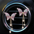 Pink Butterfly Heart Air Vent Clips, 2 Pcs Pink Butterfly Car Air Fresheners Air-conditioning Vents Clips Car Diffuser Diamond Car Interior Decor Charm Cute Car Accessories Decoration for Women