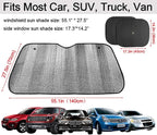 Big Ant Windshield Sun Shade + Bonus Car Window Shade, Car Sun Shade Keeps Vehicle Cool-UV Ray Protector Front Windshield Sunshade Fit for Most Cars SUV Trucks Minivans(55.1 x 27.5 inches)