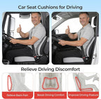 Car Seat Cushion & Lumbar Support Set, Memory Foam Seat Cushion for Long Sitting & Driving, Ideal for Truck Bus Van Drivers, Office Chair Cushion Set (Gray) (Gray)