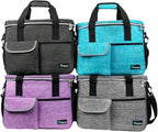PetAmi Dog Travel Bag - Organizer with Food Container, Bowls & Accessories for Weekend Camping, Cat Diaper Bag (Grey, Medium)