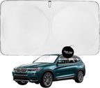 Windshield Sun Shade -Certified 99.87% UVB & 99.02% UVA Car Sun Shade. Award Winning Sunshade - Patented Technology | Compatible for BMW X3 2018–2026 | Car Shades by Kinder Fluff