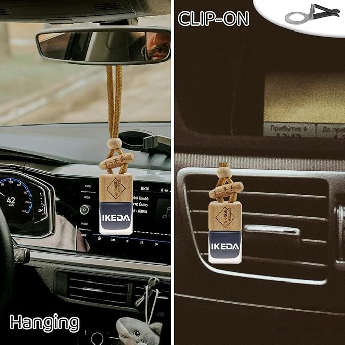 Ikeda Car Air Freshener, Hanging Essential Oil Diffuser For Automotive, 45+ days Long Lasting Fragrance, Includes: Dark Night and Coconut and New Car (10ml Pack of 3)