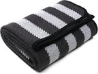 PuTian Merino Wool Blanket - 63" x 51" Thick Warm Soft Twin Bed Throw - Great for Camping, Outdoors, Travel, Car, Couch, All Seasons Grey Stripe