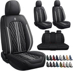 Premium Nappa Leatherette Car Seat Cover Set Custom Fit for Honda CR-V CRV 2000-2023 2024 2025 2026 Water-Proof Breathable Faux Leather Seat Cushion Protectors (Full Set 5 Seats,Grey Line)
