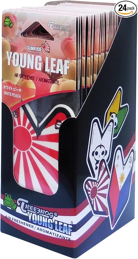 YLWP93 Japan Tree Frog Peach Scents JDM Air Freshener, White, 1 Box, 24 Piece