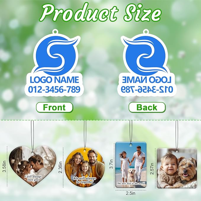 3-500Pcs Custom Air Fresheners with Picture - Personalized Double Sided Photo Text Logo Air Freshener for Car Hotel Business Event Promotion (General, Character)