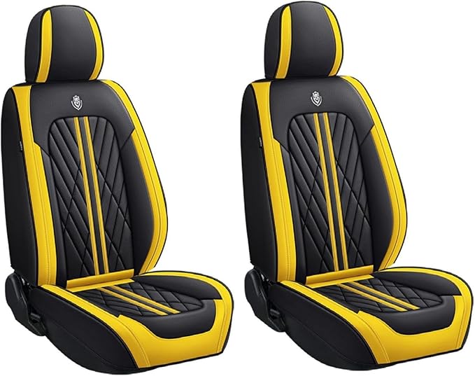 Premium Nappa Leatherette Car Seat Cover Set Custom Fit for Honda CR-V CRV 2000-2023 2024 2025 2026 Water-Proof Breathable Faux Leather Seat Cushion Protectors (Full Set 5 Seats,Black Yellow)