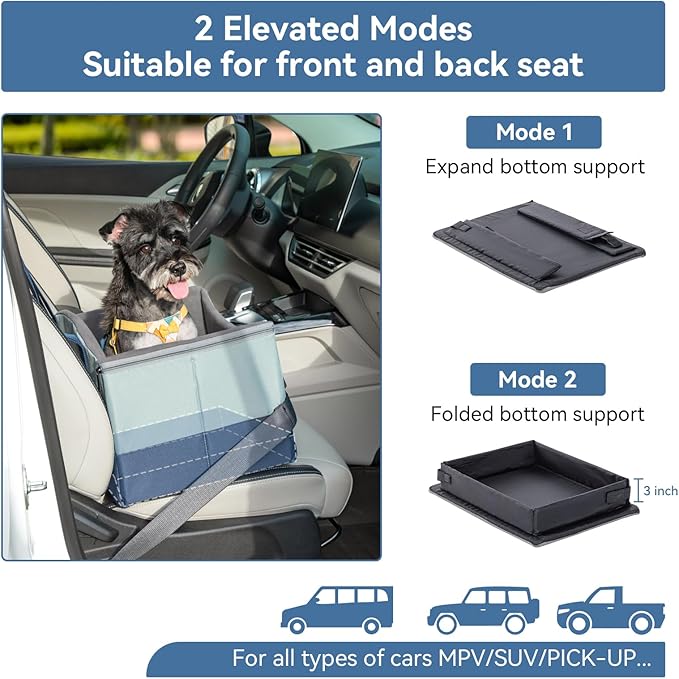 Upgraded Dog Car Seats for Small Dogs Under 25lbs – Safety Booster Seat with Patent Buckles, Adjustable Leash, for Travel, Cars, SUV, Pickup – A4Pet Pet Bed for Puppy & Cat