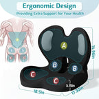 Ergonomic Seat Cushion,Office Chair Cushion with Lumbar Support Pillow,Car Orthopedic Seat Cushions,Designed for Sciatica,Tailbone,Back Pain Relief,for Office,Car,Truck,Home,Desk Chair