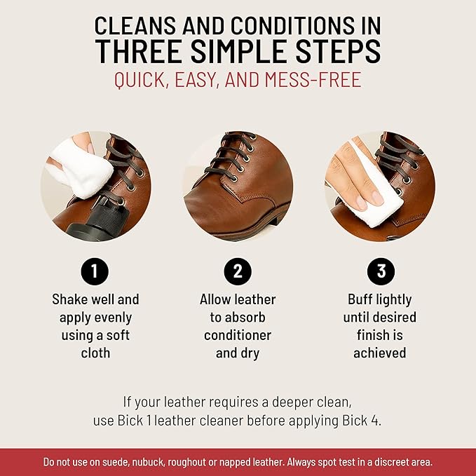Bickmore Bick 4 Leather Conditioner and Leather Cleaner 16 oz - Will Not Darken Leather - Safe For All Leather Apparel, Furniture, Jackets, Shoes, Auto Interiors, Bags & All Other Leather Accessories