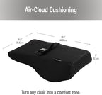 Mind Reader Air-Cloud Lumbar Cushion, Ergonomic Memory Foam Back Support Pillow for Office Chairs, Recliners, and Car Seats, Chiropractor-Recommended, Black