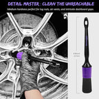 YeewayVeh 6Pcs Car Wheel & Tire Brush Kit, Professional Wheel Detailing Kit with Scratch-Free Rim Brush, Tire Brushes, Detailing Brush, Microfiber Towel & Tire Shine Applicator Pad, Vibrant Purple