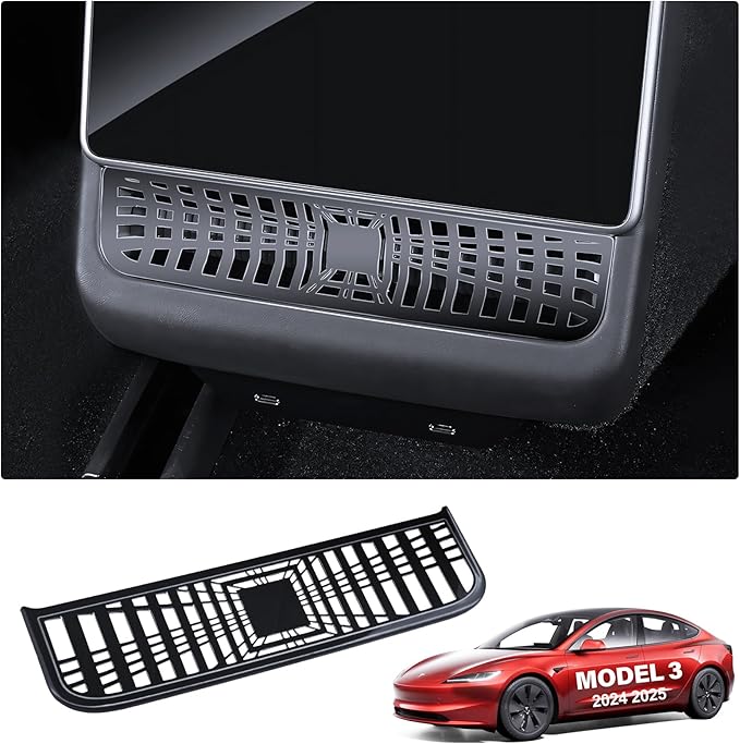 Tesla Air Vents Cover Model Y Juniper Model 3 Highland Alloy Rear Seat Center Console Air Vent Trim Cover Tesla Model 3 Accessories Backseat Air Condition Outlet Protector Black