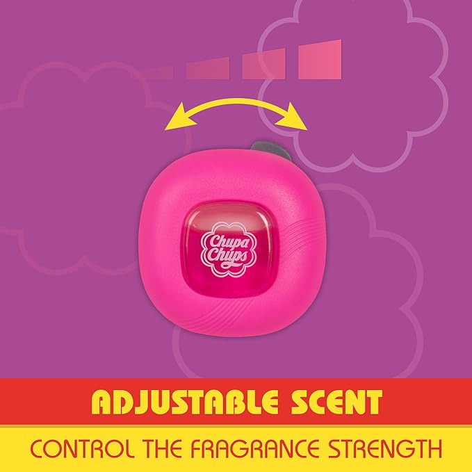 Chupa Chups Car Air Freshener, Tropical Berry - Long Lasting Car Fresheners with Fun Scents, Colorful and Vibrant Air Freshener for Car, Unique Car Freshner Perfume Deodorizer Refresher Fragrance
